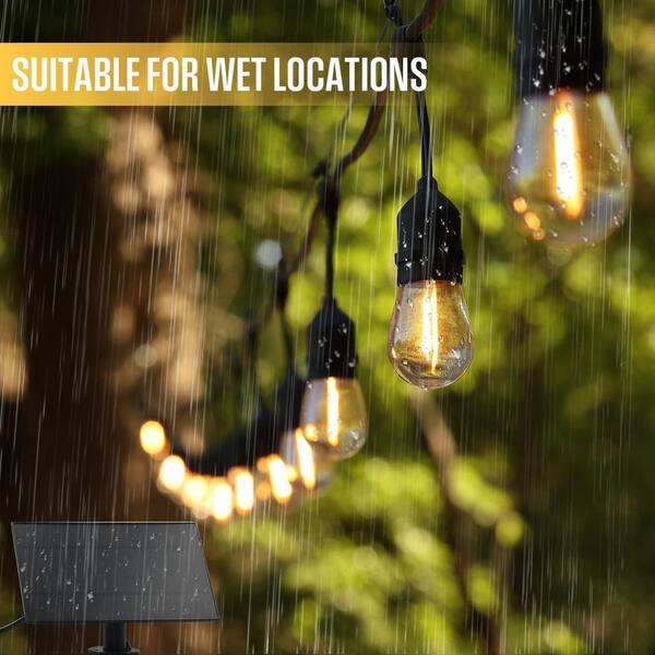 15 Bulbs 50 ft. Outdoor Solar LED Edison String-Light with Remote Control