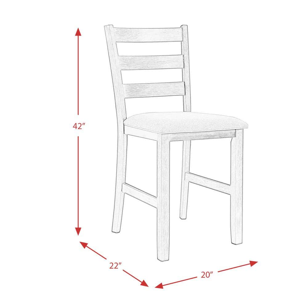 Ladderback Black Wood Side Chair with Grey Upholstered Seat