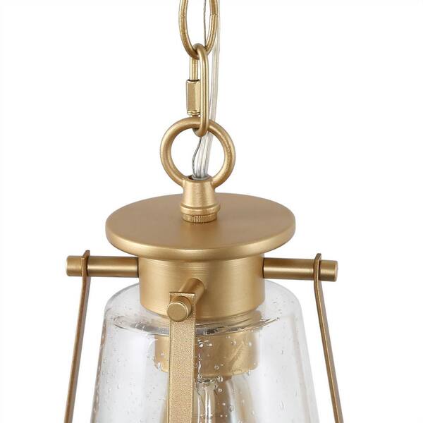 TENGXIN Mini Hanging Pendant Light, Brushed Gold Finished With Striped Glass, Farmhouse Pendant Light For Dining Room, Bedroom