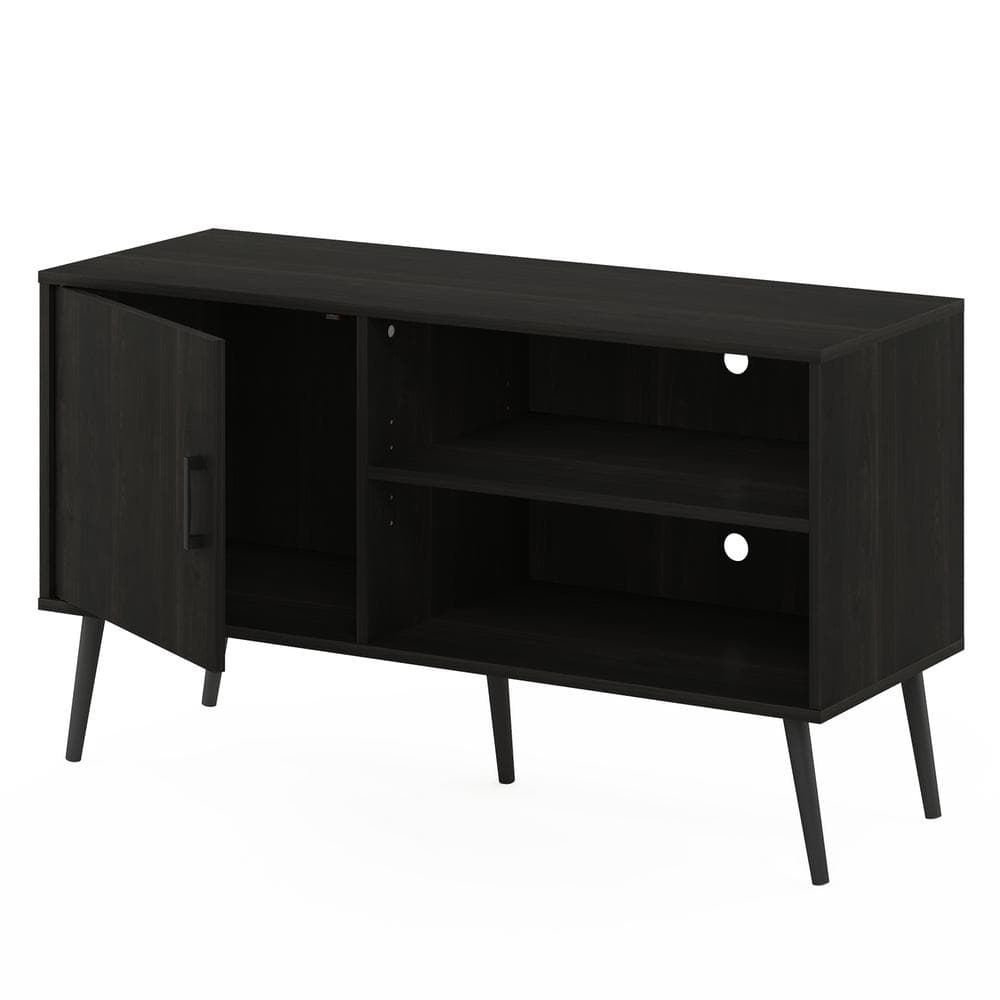 Espresso Mid-Century TV Stand with Cabinet and Shelves