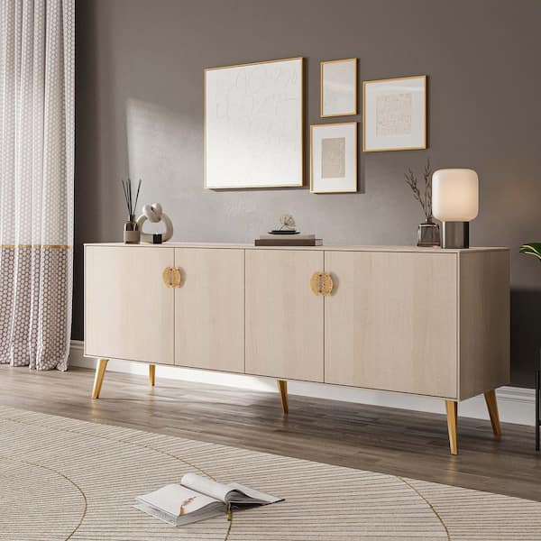 Manhattan Comfort Haley White Composite Wood 78.74 in. Mid-Century Modern Sideboard