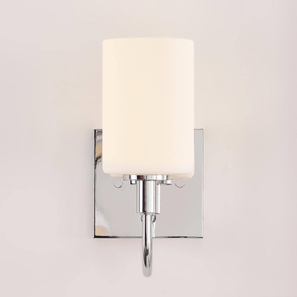 Foxdale Chrome Cylinder Vanity Wall Sconce with Etched Glass