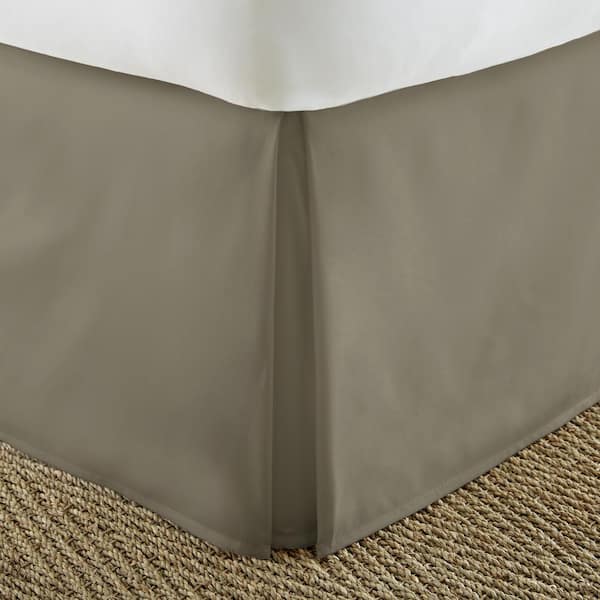 Becky Cameron 14 in. Taupe Solid Twin Bed Skirt