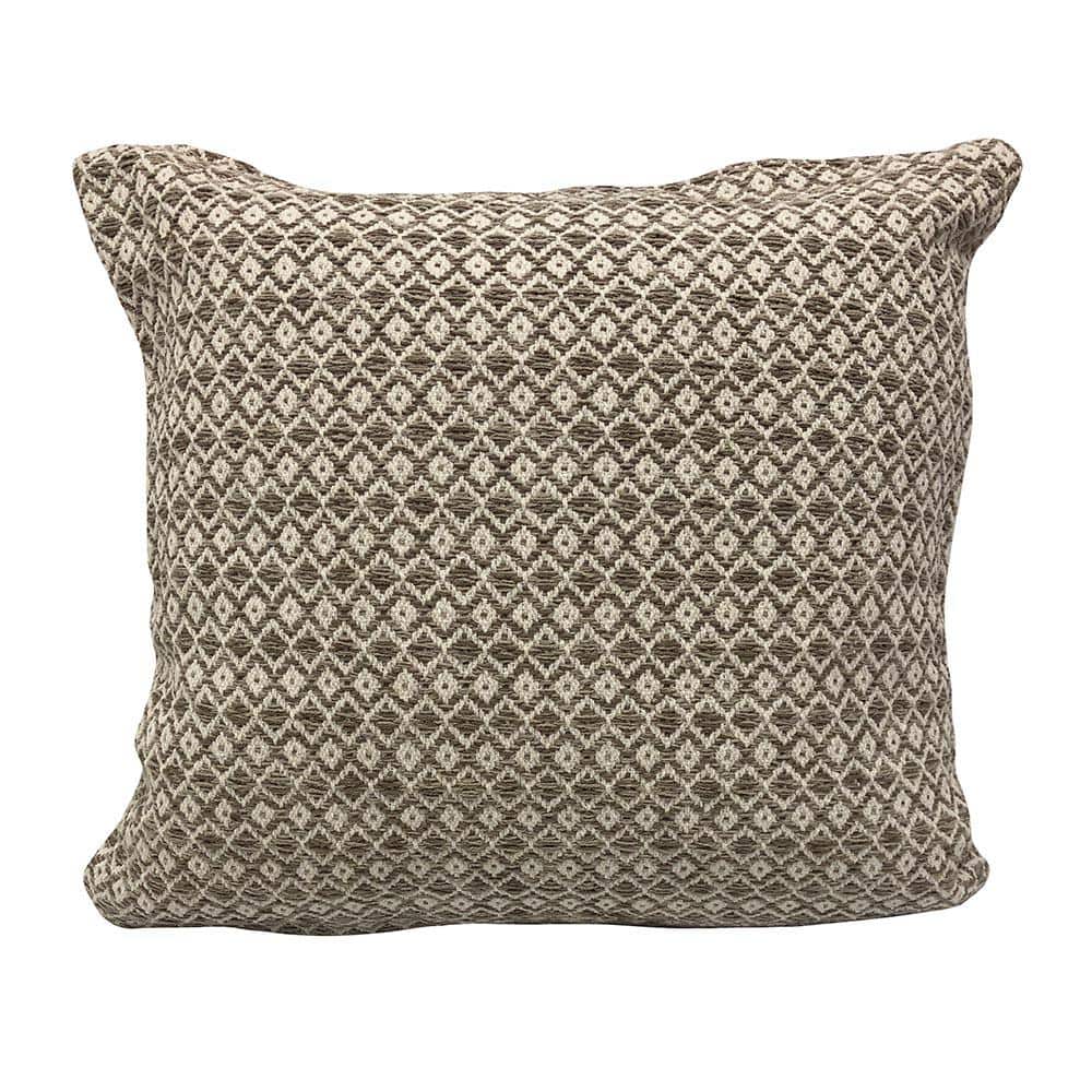 Celest Beige and White Geometric Diamond Soft Poly-Fill 22 in. x 22 in. Thr