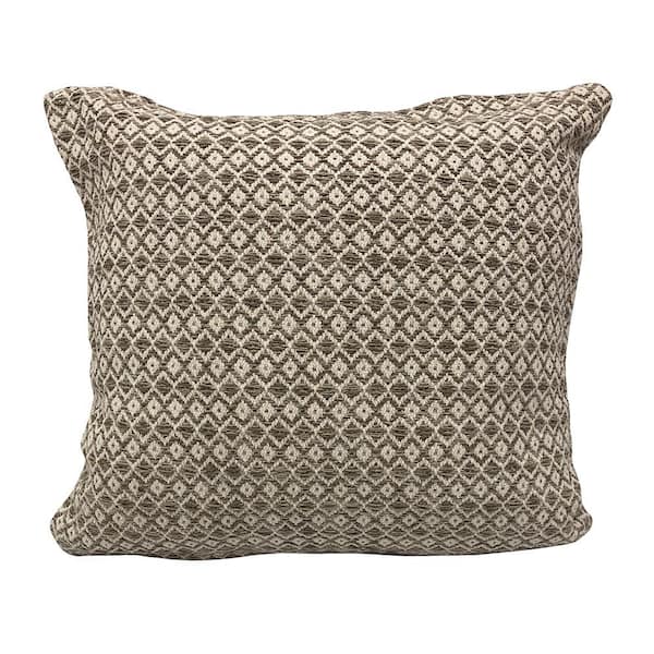 Unbranded Celest Beige and White Geometric Diamond Soft Poly-Fill 22 in. x 22 in. Throw Pillow