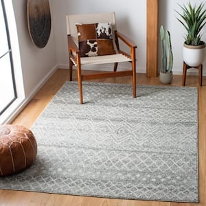 Madison Silver/Ivory Doormat 2 ft. x 4 ft. Geometric Floral Area Rug