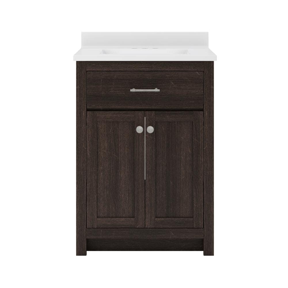 Reese 25 in. W x 19 in. D x 38 in. H Single Sink Bath Vanity in Mocha with White Cultured Marble Top -  CRAFT + MAIN, RSMVT2534