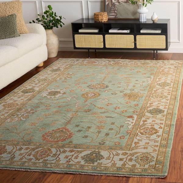 Oushak 6 x 9 Dark Green/Light Green Persian Area Rug