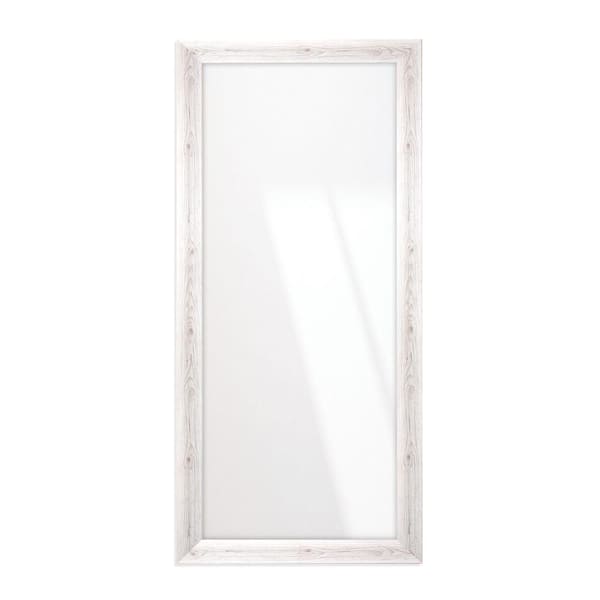 BrandtWorks 33 in. W x 72 in. H Coastal Weather Beaten White Sloped Wall Mirror