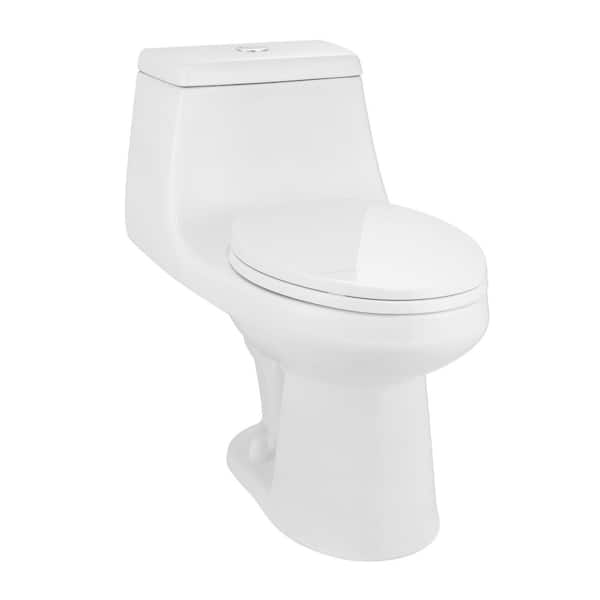 McClure 12 in. Rough in 1-Piece 1.0 GPF/1.28 GPF Dual Flush Elongated Toilet in White, Seat Included