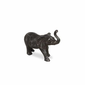 7 in. Gray Rustic Cast Iron Elephant Hand Painted Specialty Sculpture