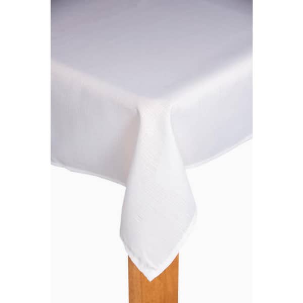 Lintex Oxford 60 in. x 84 in. White 100% Polyester Tablecloth