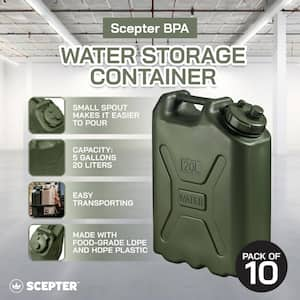 5 Gal. 20 l Green Portable Water Storage Container (10-Pack)