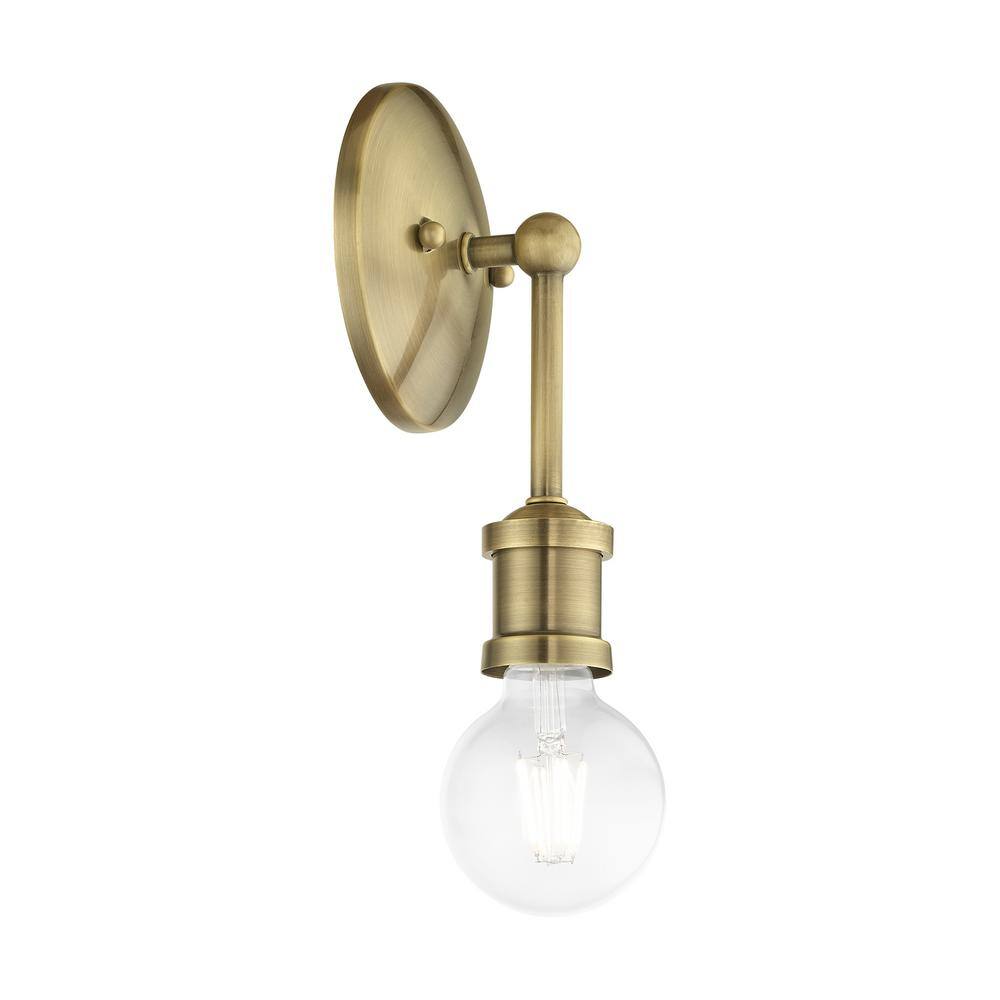 Antique Brass 1-Light Dimmable Vanity Sconce