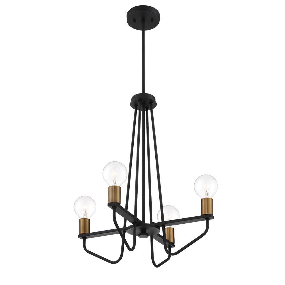 Ravella Black Mini Plug-in Chandelier with Brass Accents