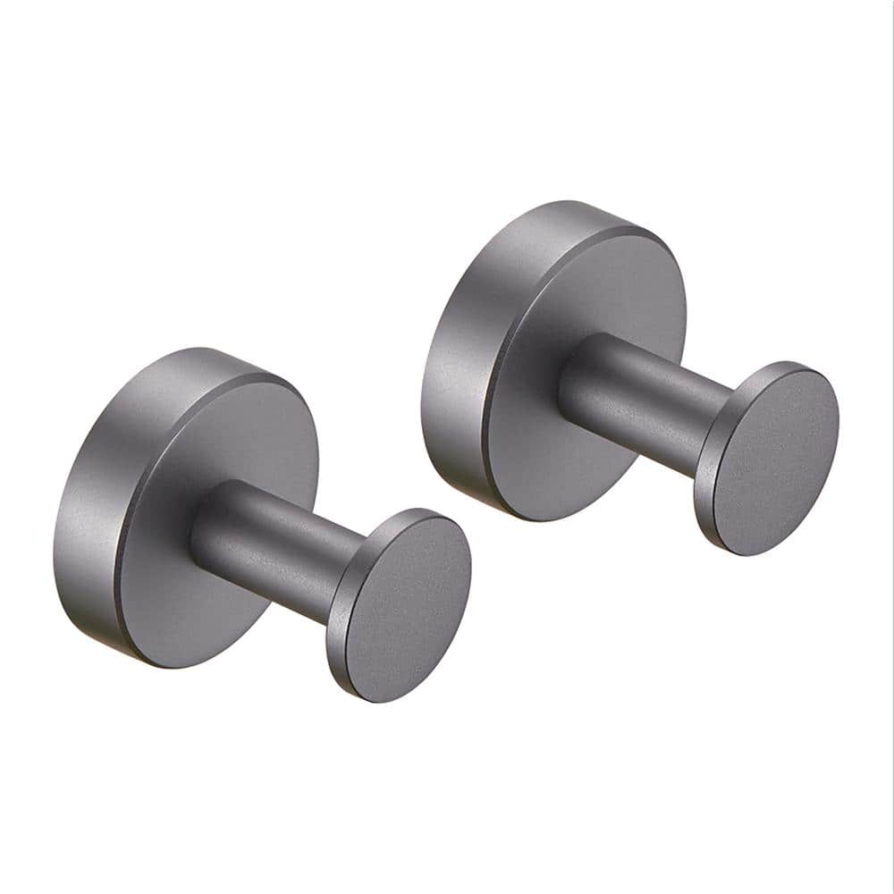 Gray Space Aluminum Wall Mounted Towel Hooks, 2-Pack