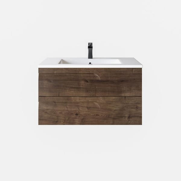 Eviva Joy 40 in. Single Sink Floating Rosewood Bath Vanity with White Porcelain Top (Assembled)