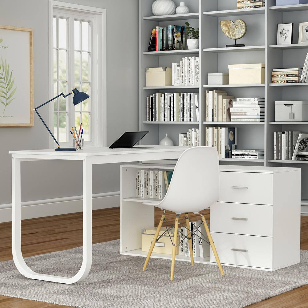 L-Shaped White Wood Computer Desk - rated 4.6136 stars from 44 reviews