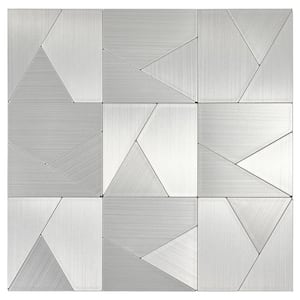 Lucid Square Silver Aluminum Mosaic 11.81 in. x 11.81 in. Metal Peel and Stick Tile (7.75 sq. ft./8-Pack)