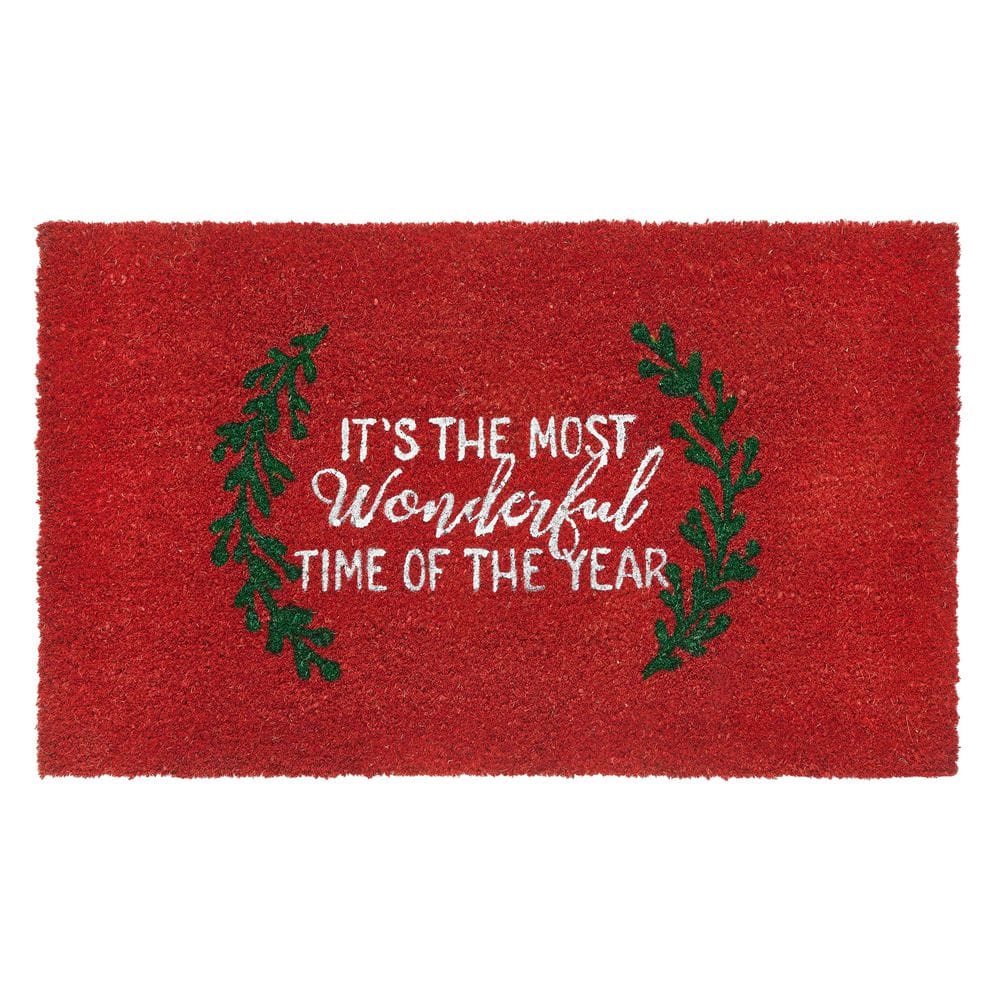 Most Wonderful Time Red 18 in. x 30 in. Coir Printed Outdoor Door Mat price history on PriceWatchPro