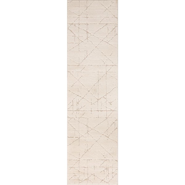 Concord Global Trading Malibu Ivory 2 ft. x 7 ft. Contemporary Runner Rug