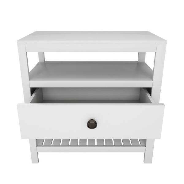 ZIRUWU White Modern Wooden Nightstand with Drawers Storage 25.2 in. x