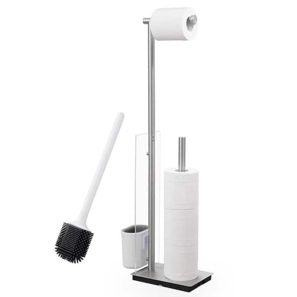 KES Bathroom Freestanding Toilet Paper Holder with Toilet Brush in Brushed Finish