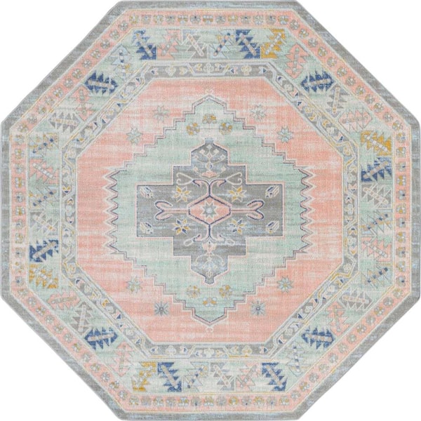 Unique Loom Whitney Geneva Pink 7 ft. 1 in. x 7 ft. 1 in. Area Rug