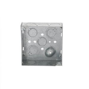 4 in. W x 1-1/2 in. D Steel Gray 2-Gang Welded Square Box with Ten 1/2 in. KO's and Six TKO's, Raised Ground, 1-Pack