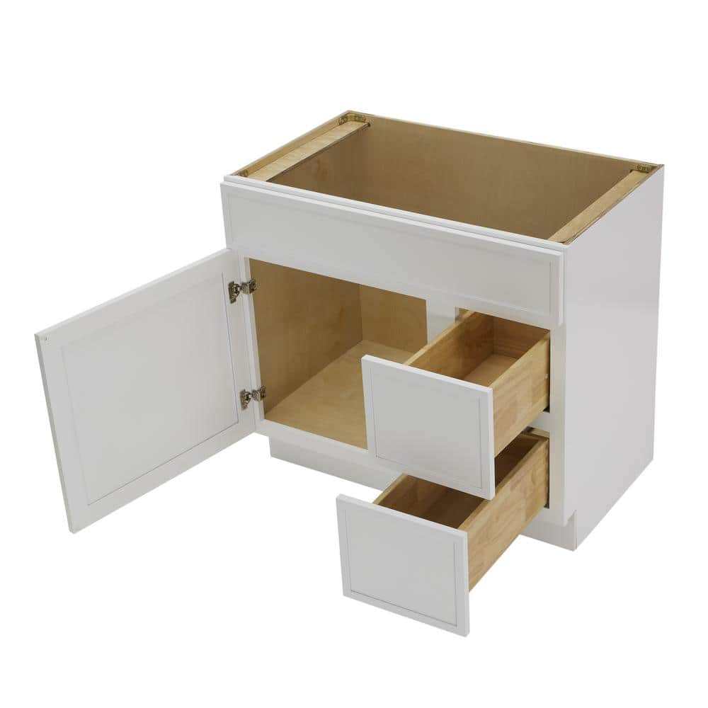 36" White Birch Plywood Freestanding Single Base Cabinet with Soft Close Door