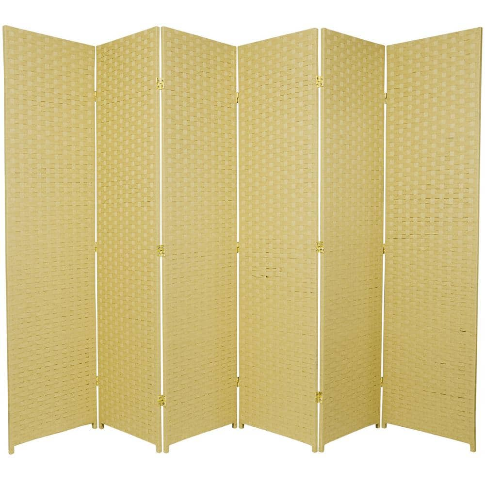 Oriental Furniture 6 ft. Dark Beige 6-Panel Room Divider SSFIBER-6P-DBG ...