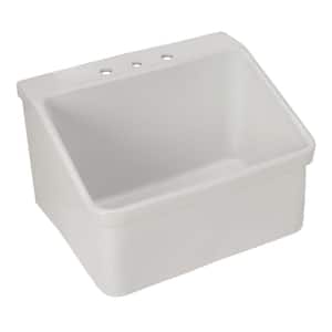 28 in. x 22 in. x 17.5 in. Vitreous China 3-Hole Utility Sink Hollister Bracket Mount in White