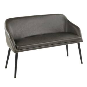 Shelton Charcoal Faux Leather Contemporary Bench