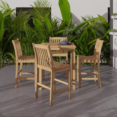 Round Teak Patio Dining Sets Furniture The Home Depot - Teak Outdoor Patio Dining Furniture