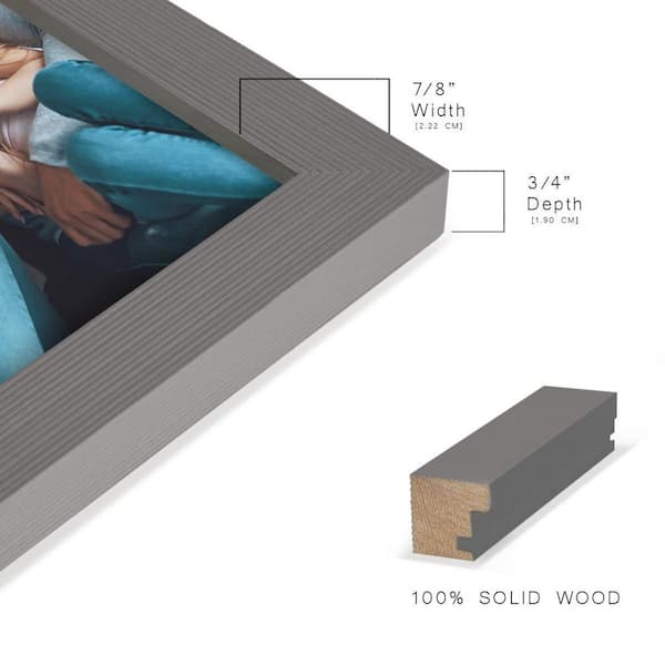 6x10 Frame Grey Real Wood Picture Frame Width 2.75 inches | Interior Frame  Depth 0.5 inches | Linus