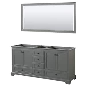 Deborah 71 in. W x 21.5 in. D x 34.25 in. H Double Bath Vanity Cabinet without Top in Dark Gray with 70 in. Mirror