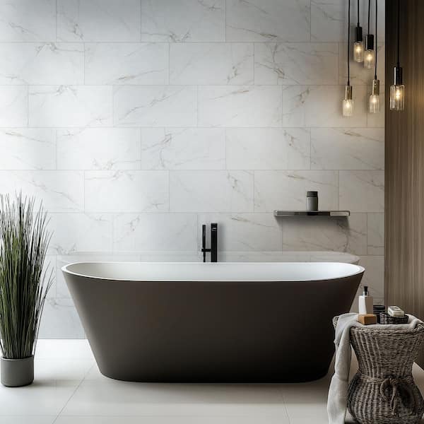 Dymo White 12 in. x 24 in. Glossy Ceramic Wall Tile (16 sq. ft. /Case)