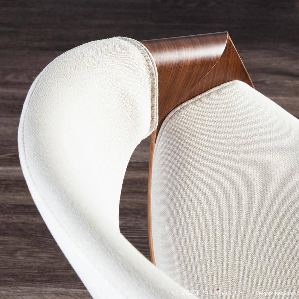 Curvo Walnut and Cream Upholstered Low Arm Chair