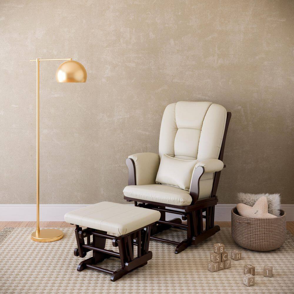 Tuscany Espresso with Beige Cushion Glider and Ottoman Set