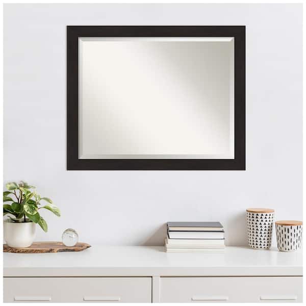 Furniture Espresso Narrow 31.5 in. H x 25.5 in. W Framed Wall Mirror