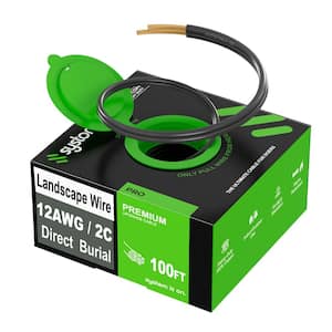 100 ft. Black 12/2 Stranded Bare Copper Direct Burial Low-Voltage Landscape Lighting Wire