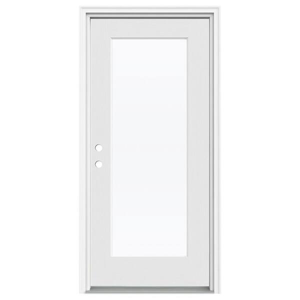 JELD-WEN 36 in. x 80 in. Design Pro Oak Textured Full Lite Unfinished Fiberglass Prehung Front Door