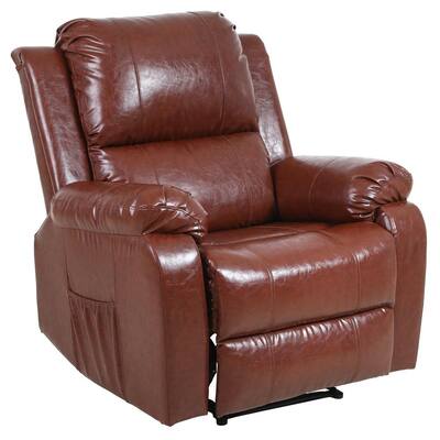 Yellow Big and Tall Faux Leather Recliner Sofa with Remote Control, Massage and Heat Function