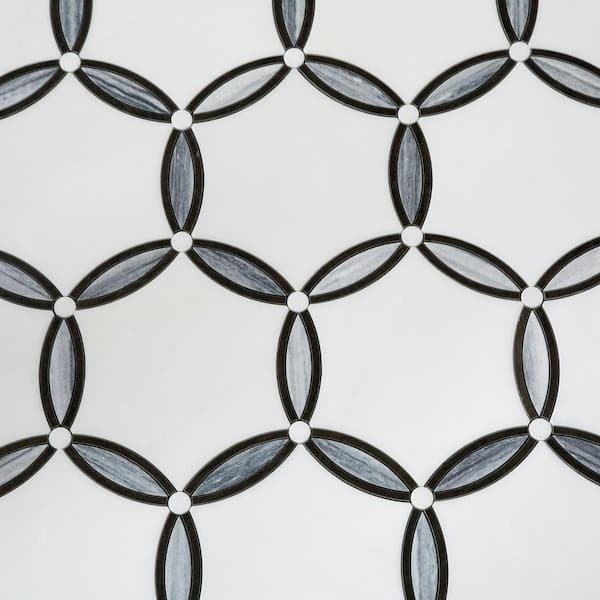 Ivy Hill Tile Meraki Bianco 4 in. x 0.39 in. Polished Marble Floor and Wall Mosaic Tile Sample
