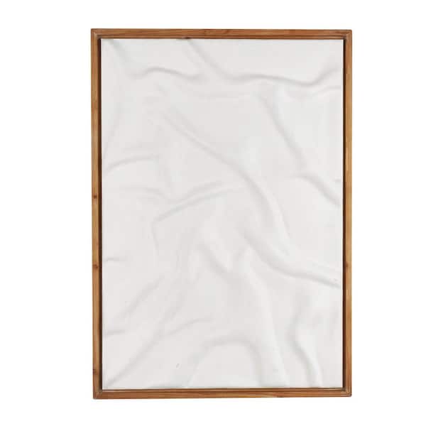 Litton Lane Wood White Abstract Dimensional Shaped Abstract Wall Art with Brown Wooden Frame