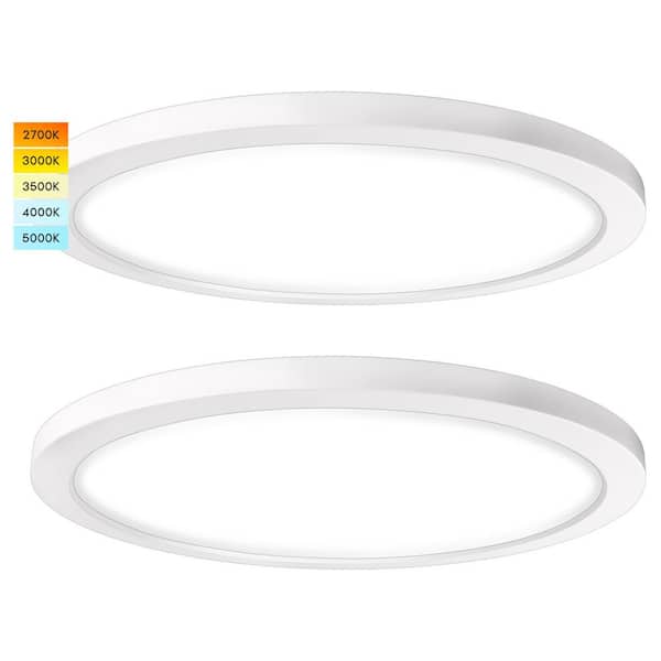 LUXRITE 12 in. 22-Watt 5 Color Selectable LED Flush Mount Dimmable Fixture 1600 Lumens, IP54 Wet Rated, Dimmable, ETL (2-Pack)
