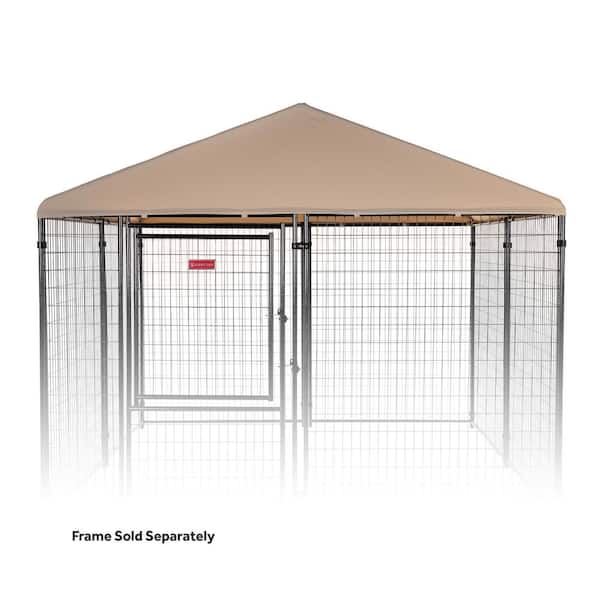 Lucky Dog 10 ft. x 10 ft. Khaki Canopy Presidential Coverage Area - 0.0023-Acres In-Ground Kennel Cover