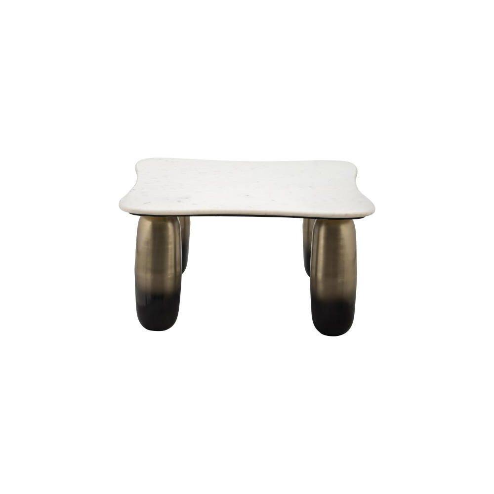 White Marble and Gold Metal Square Coffee Table