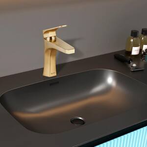 Single Hole Single-Handle Bathroom Faucet in Brushed Gold