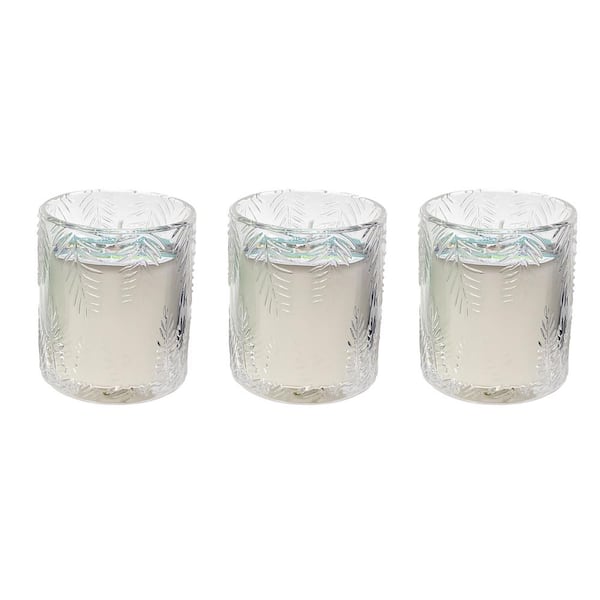 PATIO ESSENTIALS 7 oz. Palm Print Citronella Glass Candle (3-Pack)